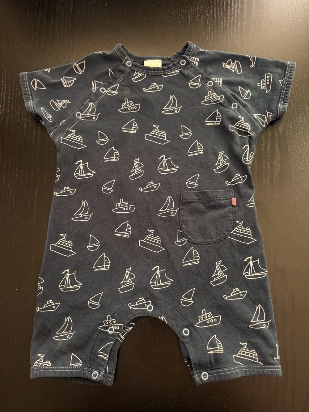 Alana Kids Navy Boat Print One-Piece Romper
